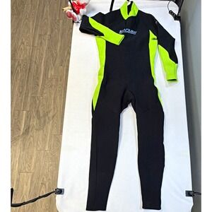 SeaQuest Men's Full Wetsuit Black/Neon Green 2mm Size L/G MPN CA 0082